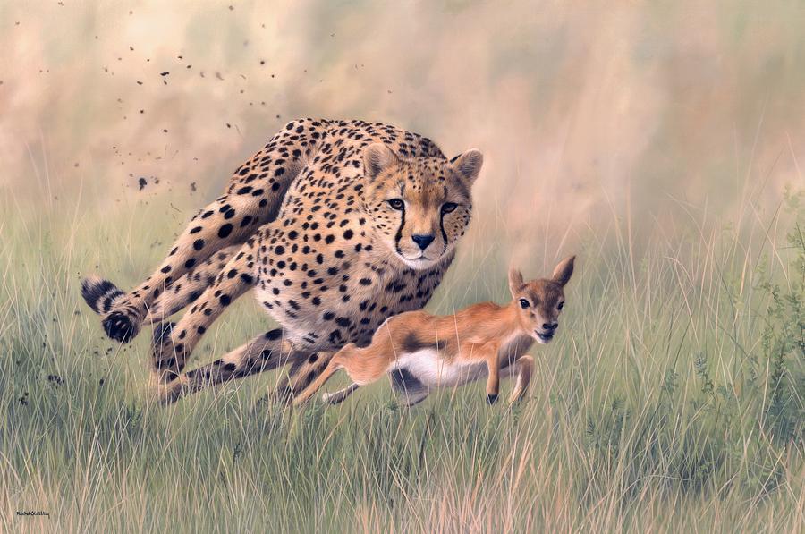 Cheetah and Gazelle Painting Painting by Rachel Stribbling