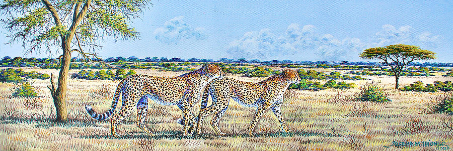Cheetah Couples Painting by Joseph Thiongo
