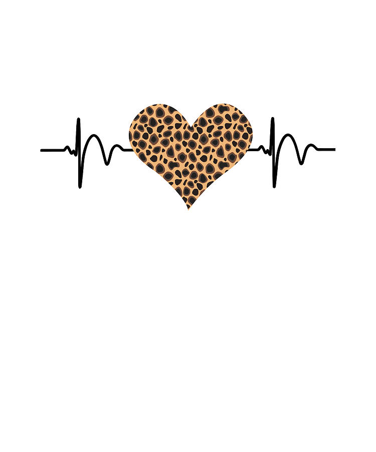 Cheetah Leopard Heart With Heart Rate by Evgenia Halbach