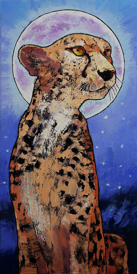Cheetah Moon Painting by Michael Creese