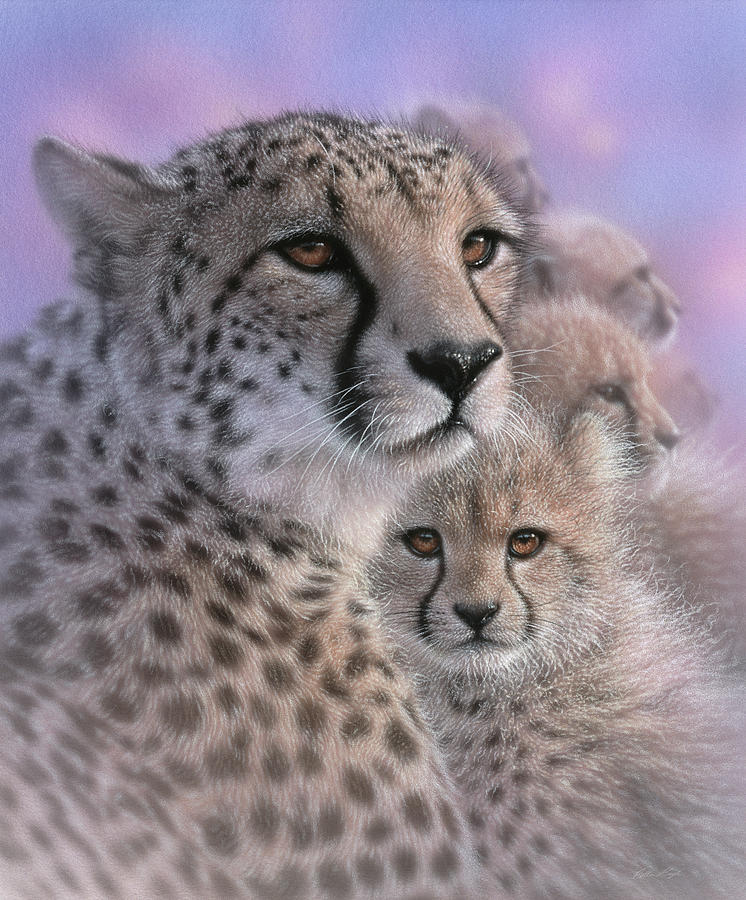 Cheetah Painting - Cheetah - Mothers Love by Collin Bogle