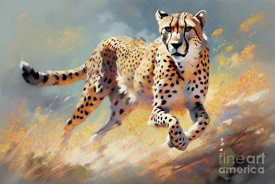 Cheetah Speed Chase - 02156 Digital Art by Philip Preston