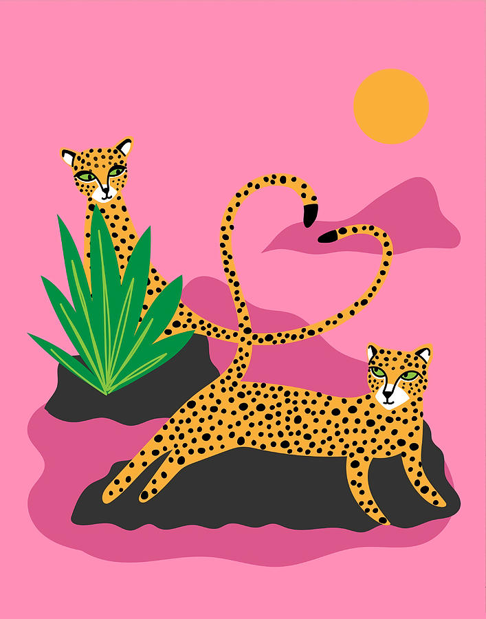 cheetahs in love pink Poster love Painting by Craig Leanne - Fine Art ...