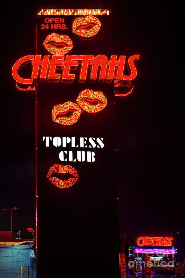 Cheetahs Topless Club Showgirls Movie Neon Sign at Night Photograph by Aloha Art