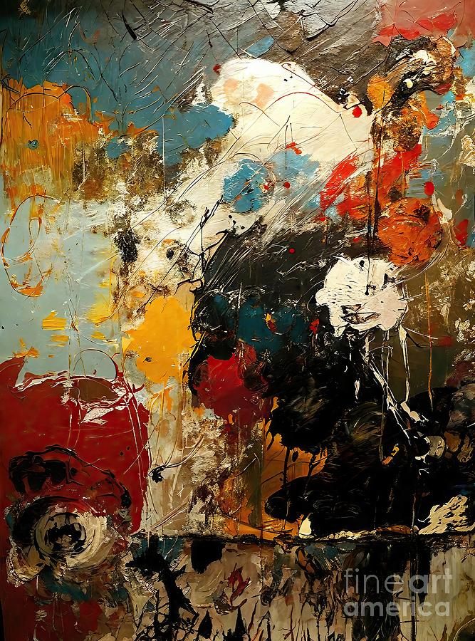 Abstract Painting - Cheezeburger Painting abstract art painting by N Akkash Abstract Painting - Cheezeburger Painting abstract art painting by N Akkash