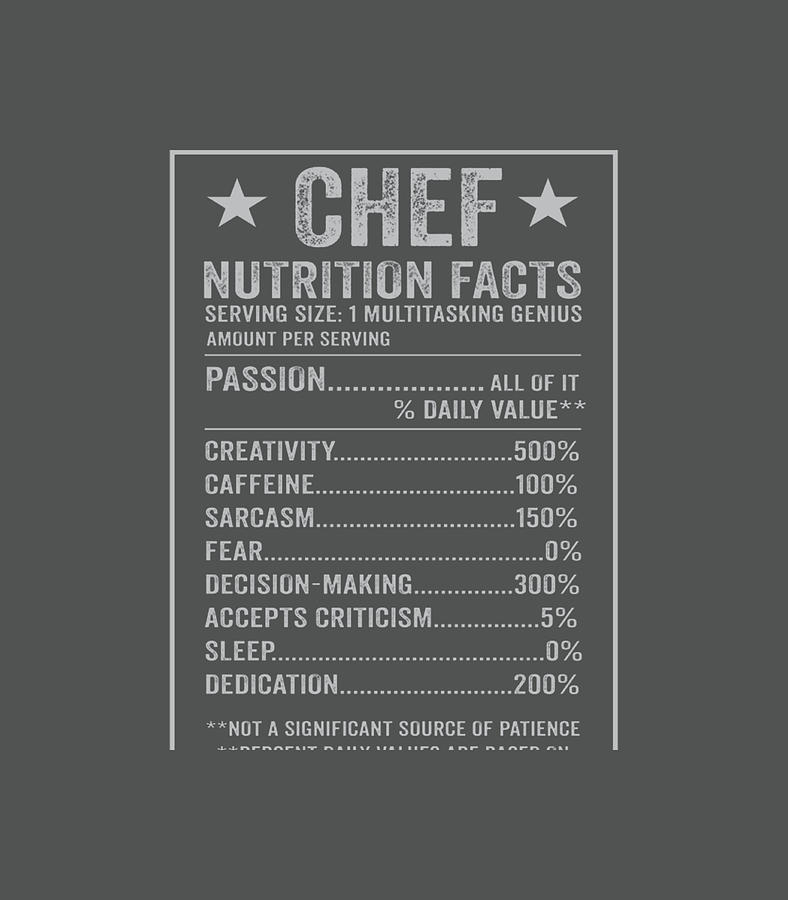 Chef Nutrition Facts Cool Chefs Digital Art by Justin Esma - Fine Art ...