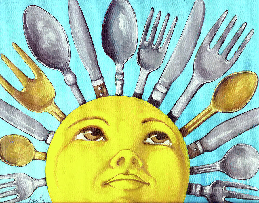 Fork Painting - Chefs Delight - CBS Sunday Morning Sun Art  by Linda Apple
