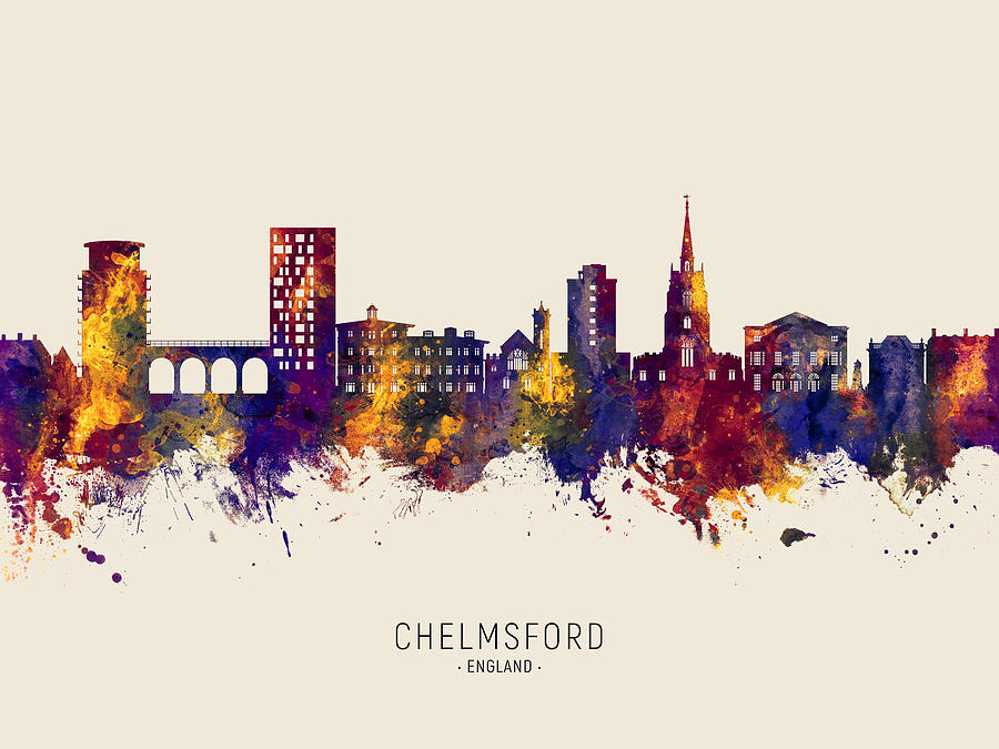 Chelmsford England Skyline #43 Digital Art by Michael Tompsett