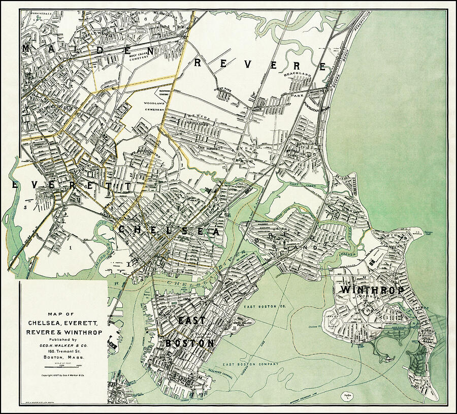 Chelsea Everett Revere and Winthrop Massachusetts Vintage Map 1897