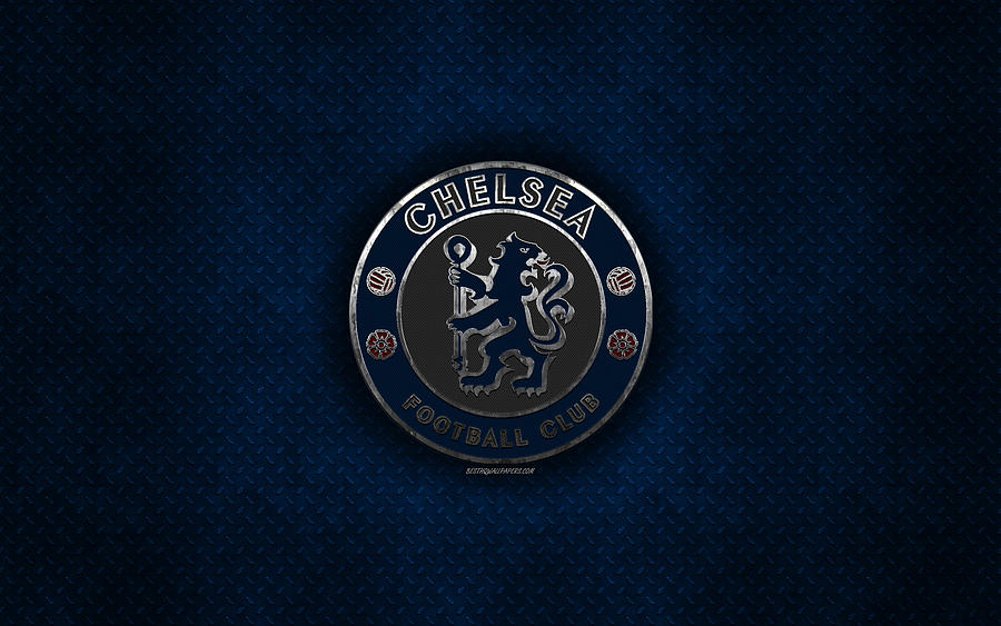 Chelsea FC English football club blue metal texture metal logo emblem ...