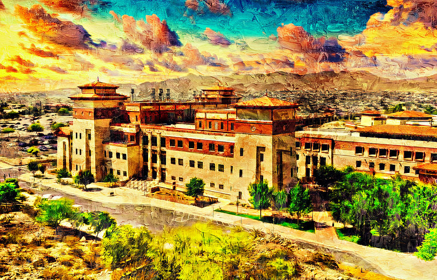 Chemistry and Computer Science Building, University of Texas at El Paso Digital Art by Nicko Prints