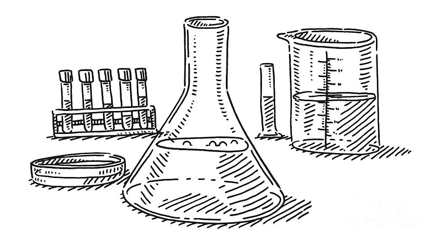 Chemistry Laboratory Equipment Drawing Drawing by Frank Ramspott | Fine