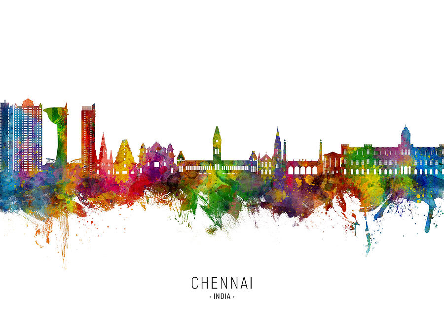 Chennai Skyline India #46 Digital Art by Michael Tompsett