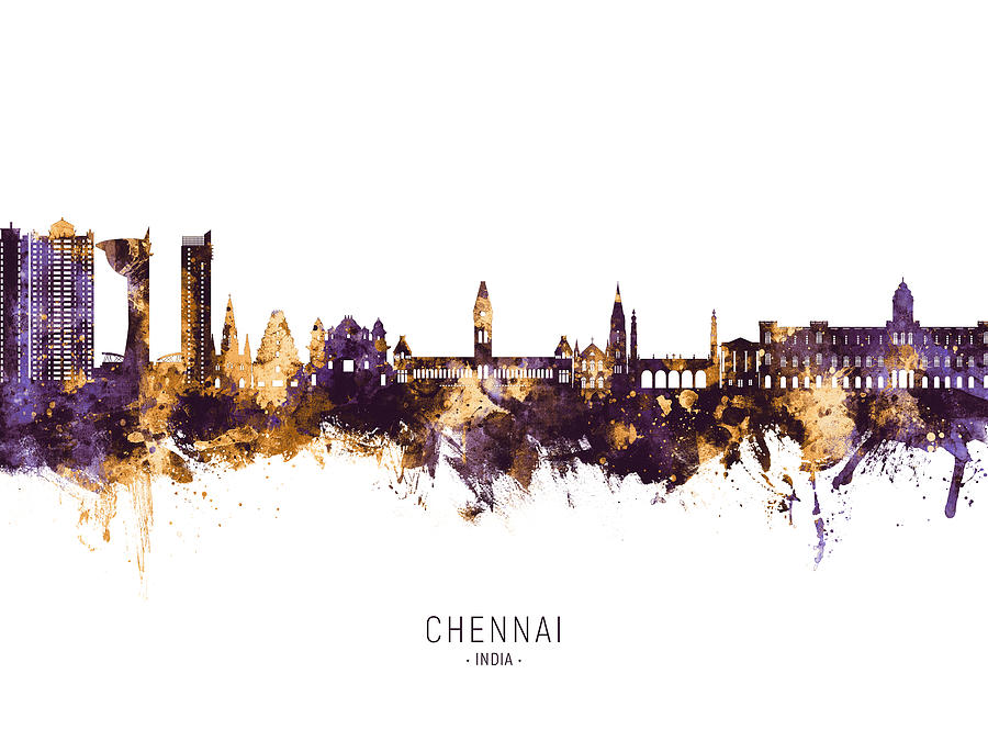 Chennai Skyline India #48 Digital Art by Michael Tompsett