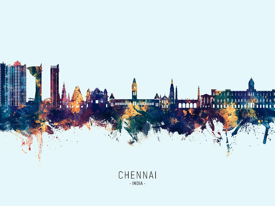 Chennai Skyline India #49 Digital Art by Michael Tompsett