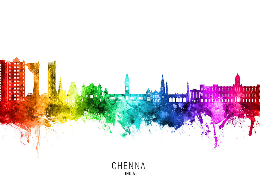 Chennai Skyline India #50 Digital Art by Michael Tompsett