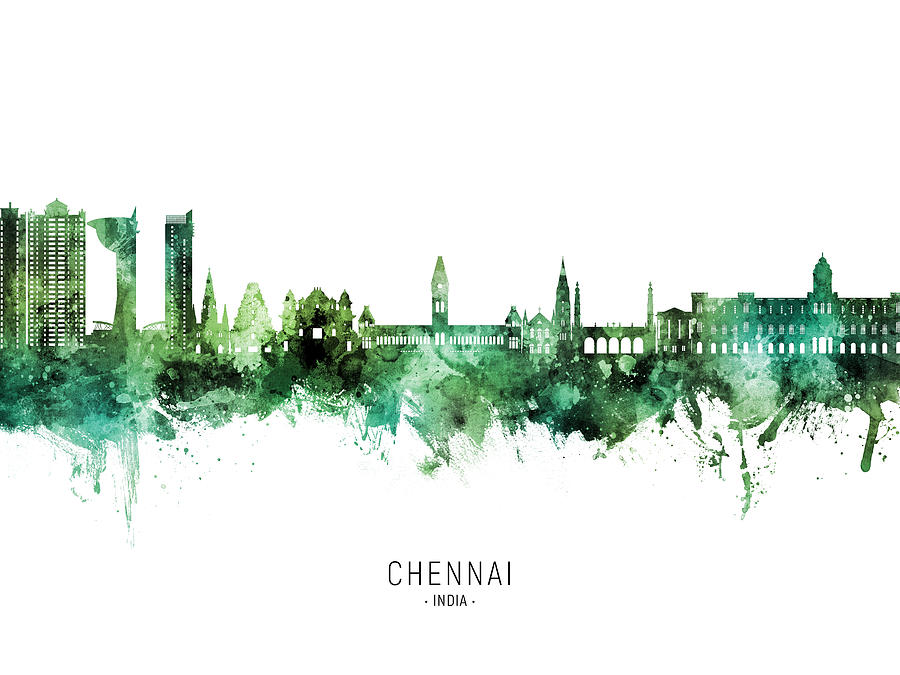 Chennai Skyline India #53 Digital Art by Michael Tompsett