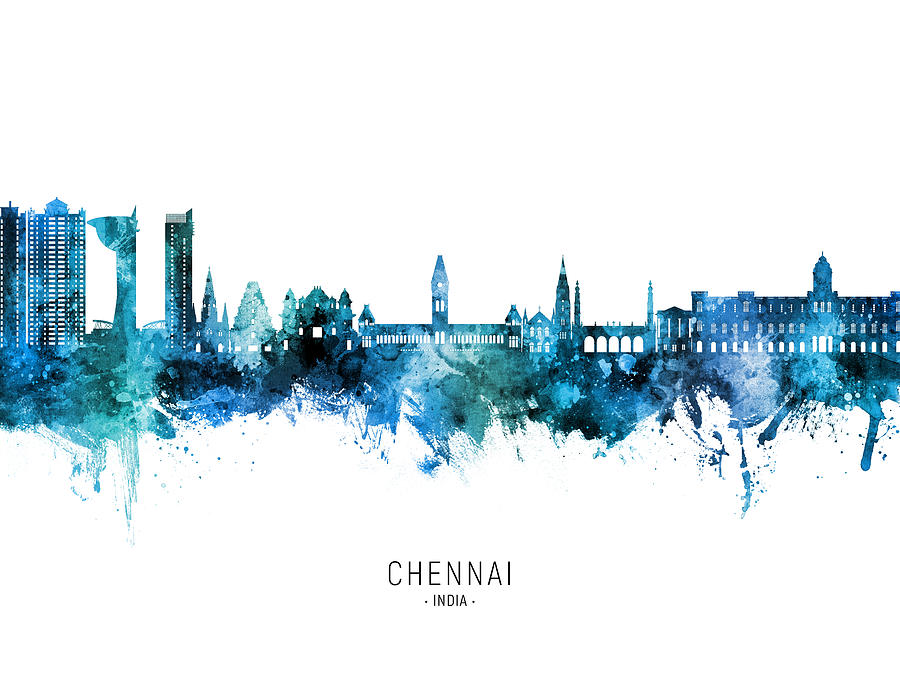 Chennai Skyline India #55 Digital Art by Michael Tompsett