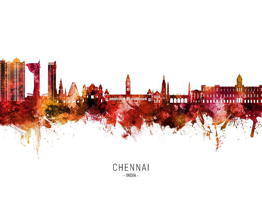 Chennai Skyline India #56 Digital Art by Michael Tompsett