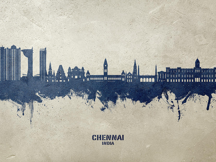 Chennai Skyline India #57 Digital Art by Michael Tompsett