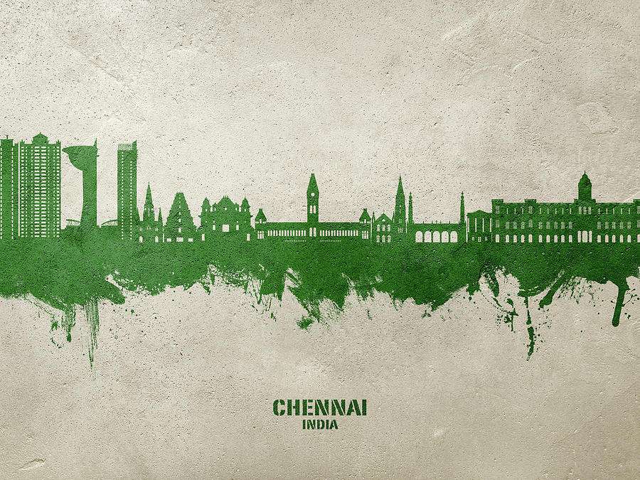 Chennai Skyline India #58 Digital Art by Michael Tompsett