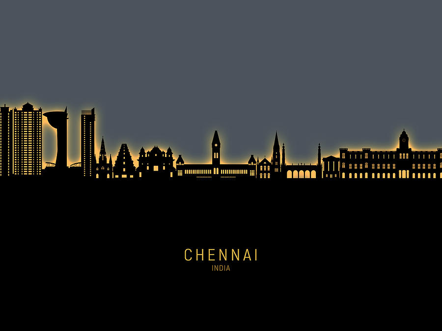 Chennai Skyline India #59 Digital Art by Michael Tompsett
