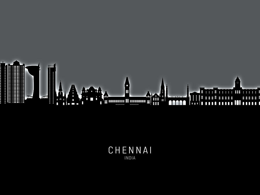 Chennai Skyline India #60 Digital Art by Michael Tompsett