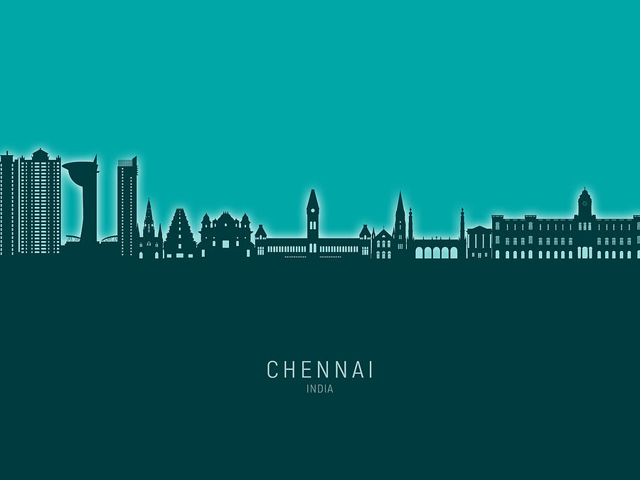 Chennai Skyline India #61 Digital Art by Michael Tompsett