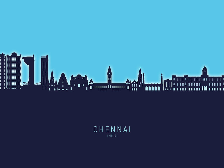 Chennai Skyline India #62 Digital Art by Michael Tompsett