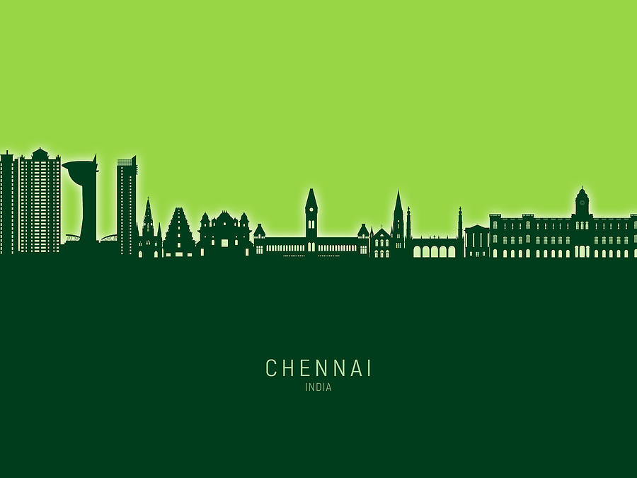 Chennai Skyline India #63 Digital Art by Michael Tompsett