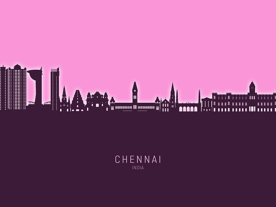 Chennai Skyline India #64 Digital Art by Michael Tompsett