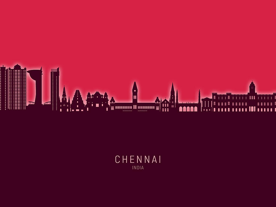 Chennai Skyline India #65 Digital Art by Michael Tompsett