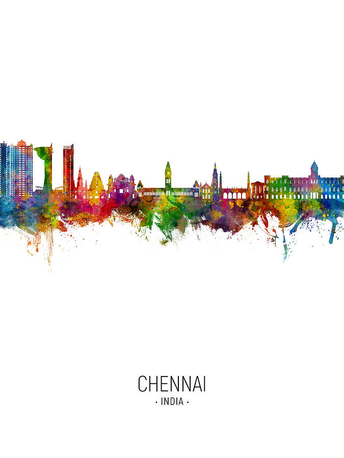 Chennai Skyline India #68 Digital Art by Michael Tompsett