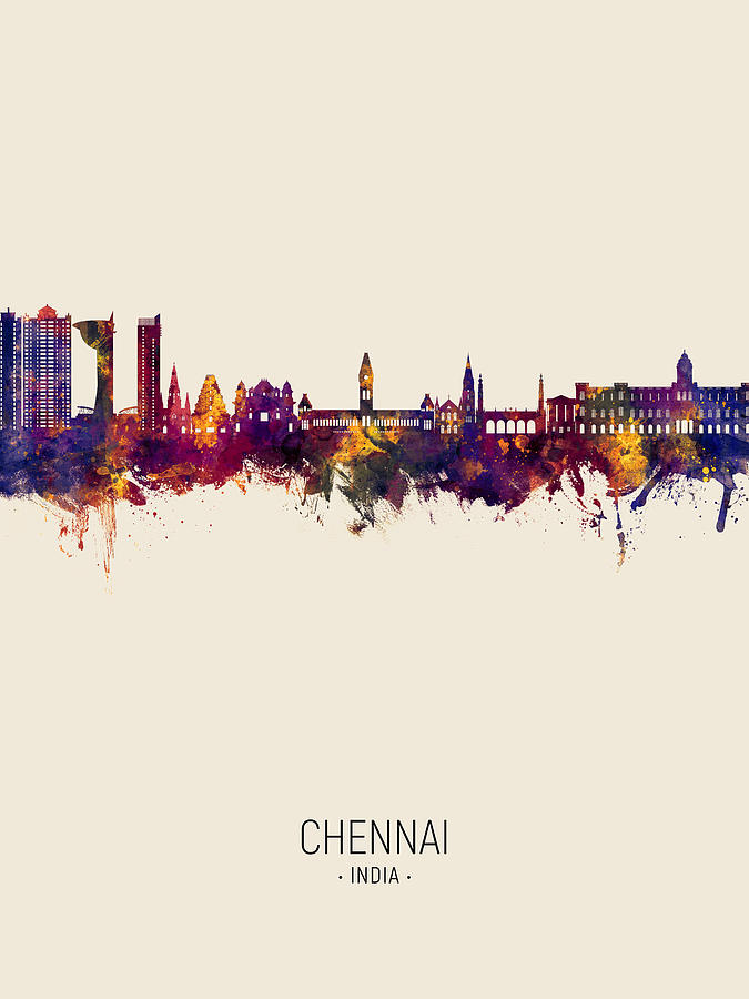 Chennai Skyline India #69 Digital Art by Michael Tompsett