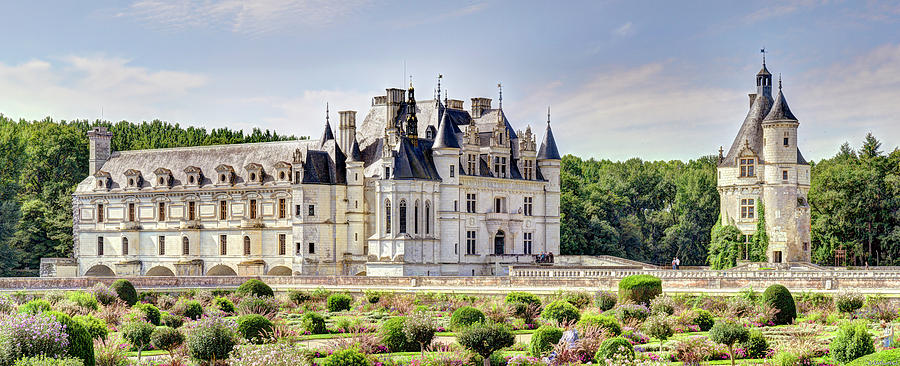 Chenonceau across the Gardens - Long Pano Photograph by Weston Westmoreland