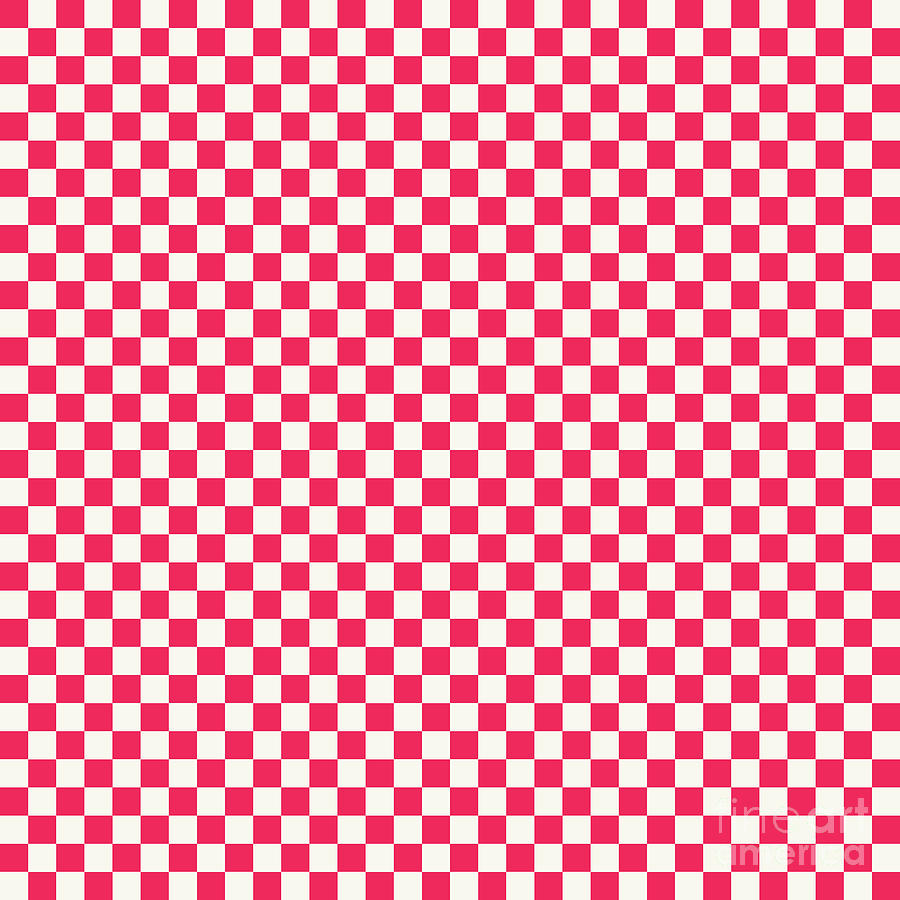 Chequered Checkerboard Pattern In Eggshell White And Ruby Pink n.0992 ...