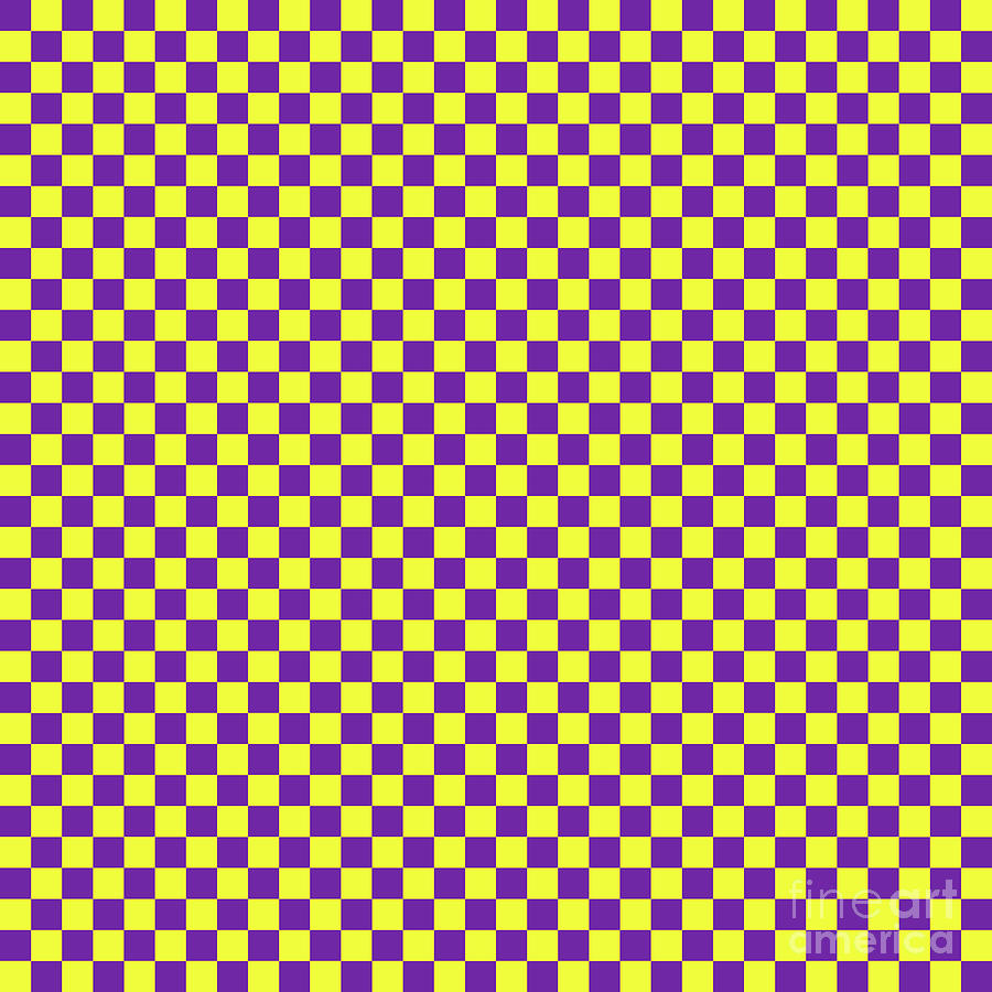 Chequered Checkerboard Pattern In Sunny Yellow And Iris Purple N.0723 Painting