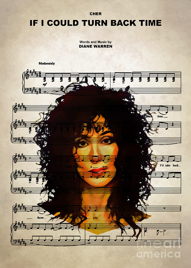 Cher Digital Art - Cher - If I Could Turn Back Time by Bo Kev