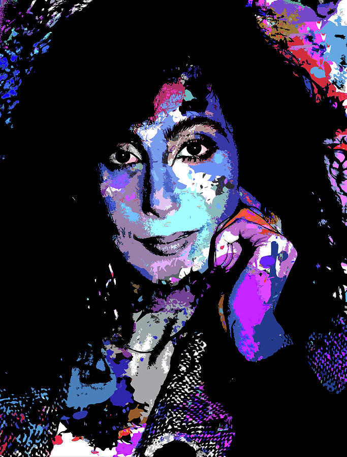 Cher psychedelic portrait Digital Art by Movie World Posters