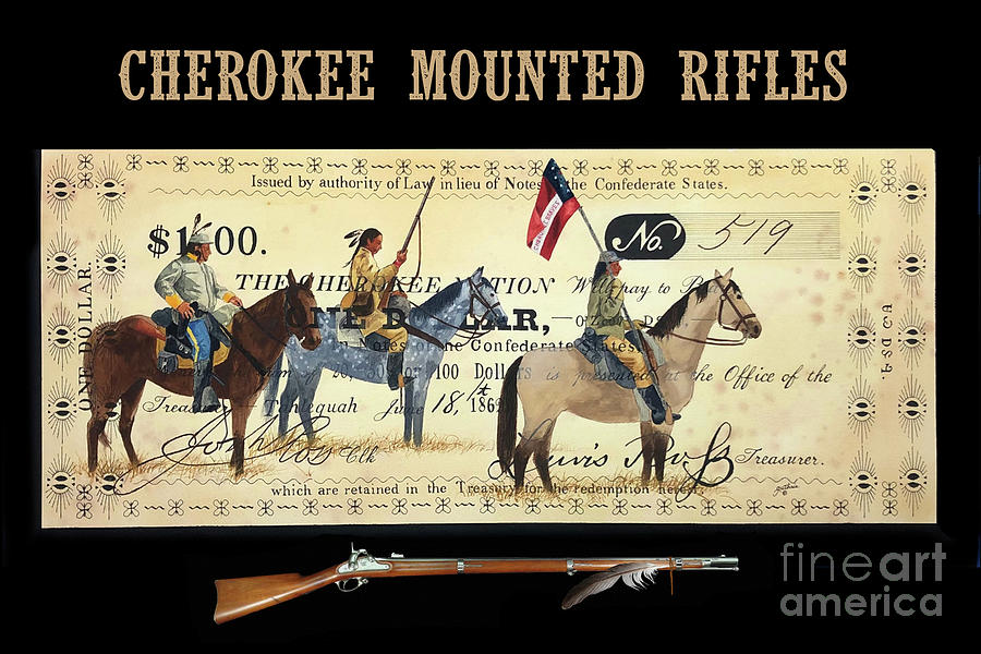 Horse Painting - Cherokee Mounted Rifles - Poster Edition by John Guthrie