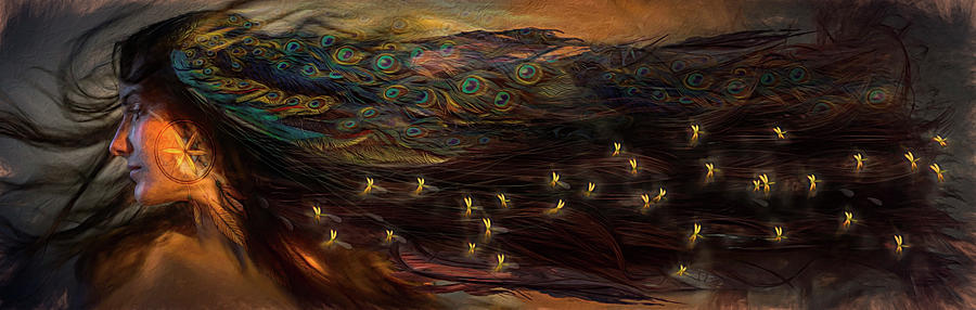 Cherokee Tears Become Fireflies Oil Painting Digital Art by Debra and Dave Vanderlaan