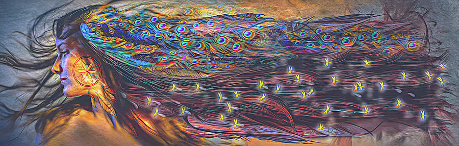 Cherokee Tears Become Fireflies Watercolor Painting Digital Art by Debra and Dave Vanderlaan