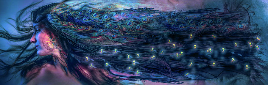Cherokee Turquoise Tears Become Fireflies Digital Art by Debra and Dave Vanderlaan