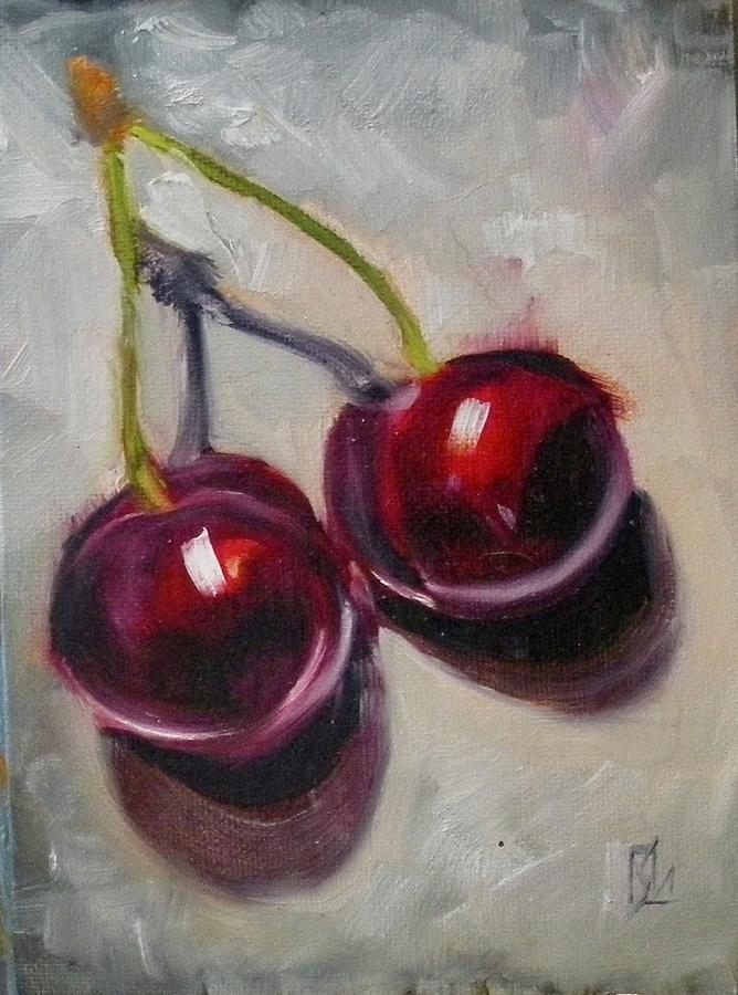 Cherries Painting by Lee Stockwell