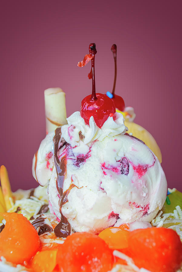 Cherry and Ice Cream Photograph by Angela Carrion Photography