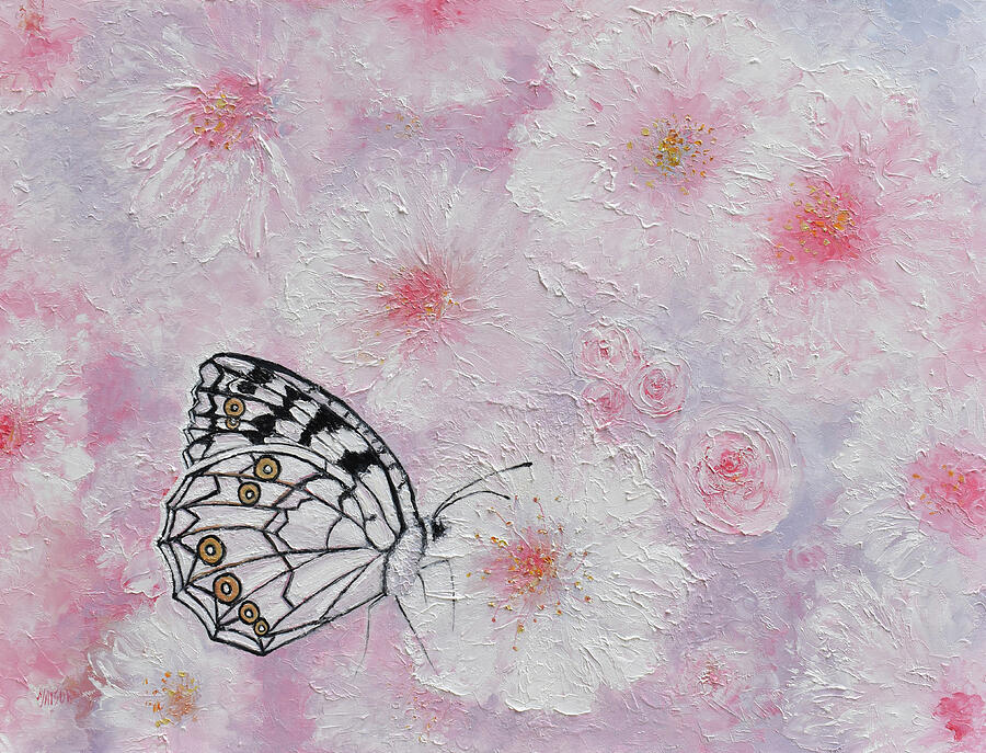 Cherry Blossom and butterfly painting Painting by Jan Matson Cherry Blossom and butterfly painting Painting by Jan Matson