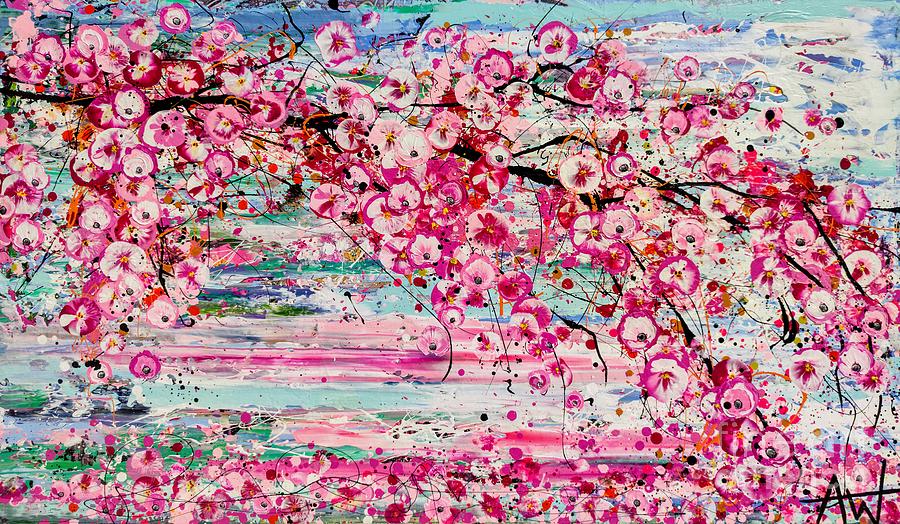 Cherry Blossom Bliss Painting by Angie Wright