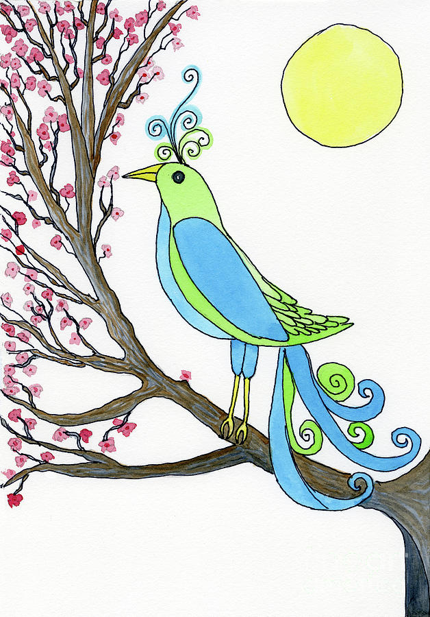 Cherry Blossom Bluebird Painting by Norma Appleton
