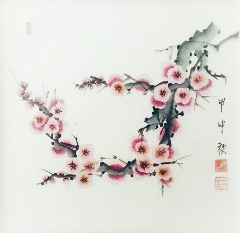 Cherry Blossom Branch Painting by Shady Lane Studios-Karen Howard