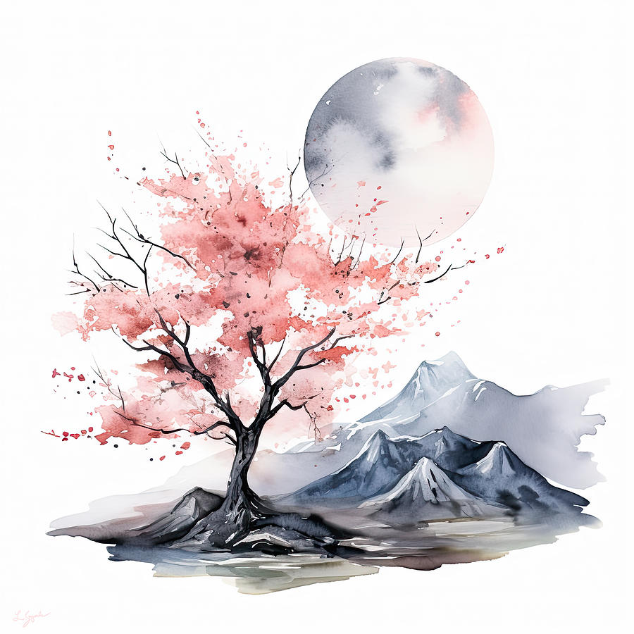 Cherry Blossom Enchantment Painting by Lourry Legarde